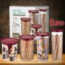 Conjunto com 4 Potes de Vidro transparente Slim com tampa plástica, VDR6989-4, Euro Home