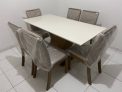 Conjunto Sala de Jantar Mesa 160cm Tampo MDF 6 Cadeiras Kesha Casa 812