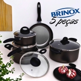 Jogo de panelas 5 peças antiaderente Nostra Grafite – Casual Home By Brinox