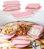 Conjunto Assadeira Marinex 1576 com Tampa Rosa 6 Peças