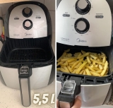 Fritadeira Air Fryer Sem Óleo Midea, 5,5 litros, 127 Volts, Family Prata/Inox