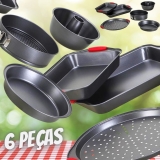 Conjunto de Assadeiras 6 Peças Nona Em Aço Carbono Com Alça Em Silicone – Classic Home