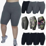 Kit 3 Bermuda Plus Size Ciclista Suplex Estampada Ou Lisa Academia Ginastica