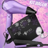 Kit Viagem Essenza com Mini Secador Bivolt 1000W dobrável Mini Prancha de Viagem 20W Espelho e Bolsa para Transporte – EB052, Multilaser, EB052, Roxo