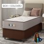 Cama Box Solteiro Colchão Espuma D33 Semi Ortopédico Extra Firme Max Marrom 88x188x68cm