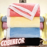 Cobertor Flannel Colors com Borda Poá em Percal – Casa e Conforto (4 Tamanhos)