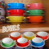 CJ 6 BOWLS CERÂMICA C/PRATOS P/SOPA COLORIDOS MARY 13x5cm