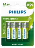 Pilha Philips recarregável AA 1.2V 2.500mAh com 4 unidades R6B4RTU25/59