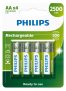 Pilha Philips recarregável AA 1.2V 2.500mAh com 4 unidades R6B4RTU25/59