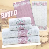 Jogo de Toalha Banho Fio Tinto Florir 5 Pecas – Casa e Conforto By Buddemeyer – Coleção Bem Me Quero