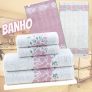 Jogo de Toalha Banho Fio Tinto Florir 5 Pecas – Casa e Conforto By Buddemeyer – Coleção Bem Me Quero
