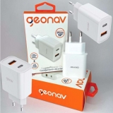 Carregador Universal Ultra Rápido Duo, 1 X USB-C Power Delivery 20W, 1 X USB Quick Charge 18W, Branco, CH20PDQC, Geonav