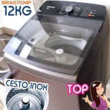 Lavadora de Roupas Brastemp 12Kg Cesto Inox – 12 Programas de Lavagem Titânio BWK12A9