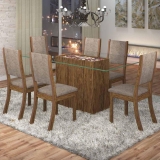 Conjunto Sala de Jantar Mesa Lina 6 Cadeiras Kiara Espresso Móveis Avelã/Canela