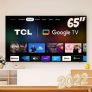Google TV LED 65” TCL P735 4K UHD HDR DOLBY VISION – ATMOS, ALLM, com Wifi dual band e Bluetooth integrados, Comando de voz à distância, Google Assistant e borda ultrafina, Tamanho: GRANDE