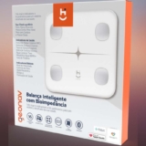 Balança Inteligente com Bioimpedância, Bluetooth, 16 parâmetros, Aplicativo Hi by Geonav, Vidro Temperado, HISAUBA