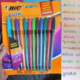 Caneta Esferográfica BIC Cristal Fashion, 12 Cores Vibrantes, Ponta Média de 1.2mm, 970910, Blister 1 Unidade