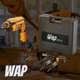 Furadeira Elétrica de Impacto WAP EFI 600K10 600W Mandril 3/8” 220V Maleta e Acessórios Trena Chaves Martelo Brocas, Amarelo com Preto