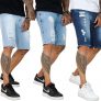 Kit 3 Bermudas Jeans Destroyed