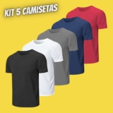 Kit 5 Camisetas Masculinas Básicas Lisa Poliéster Premium