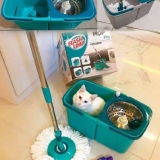 Mop Giratório Pró duas águas, balde com 9 litros, Cesto Inox e Divisor de água, MOP7824, Flash Limp