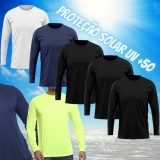 Kit 5 Camisetas Masculina DF Fit Manga Longa Segunda Pele Proteção Solar UV 50+