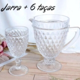 Jogo de Jarra e 6 Taças Diamond Transparente
