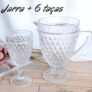 Jogo de Jarra e 6 Taças Diamond Transparente