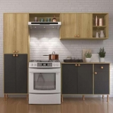 Cozinha Compacta Indekes Florença com Balcão – 9 Portas 1 Gaveta Castanho e Grafite