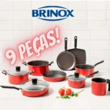 Jogo de panelas 9 peças antiaderente pro-flon Garlic- Vermelho