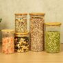 Kit 5 Potes de Vidro Hermético com Tampa de Bambu para Mesa – Oikos