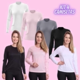 Kit 4 Camisetas Feminina Manga Longa Proteção Solar UV 50