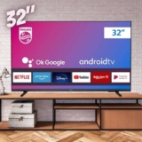 PHILIPS Smart TV 32″ HD Android 32PHG6917/78, Google Assistant, Comando de Voz, HDR, 3 HDMI, Wifi 5G, Bluetooth 5.0, Dolby Atmos