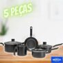 Jogo de Panelas Ebony, 5Pcs, BRINOX REVESTIDOS, Preto