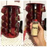 Porta Tempero Condimento Redondo Inox 16 Potes Giratório (Vermelho)