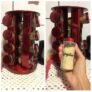 Porta Tempero Condimento Redondo Inox 16 Potes Giratório (Vermelho)