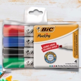 Pincel Marcador de Quadro Branco BIC Marking, Recarregável, 4 Cores Clássicas, Ponta Redonda