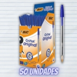 Caneta Esferográfica BIC Cristal Original Dura Mais, Azul, Ponta Média de 1.0mm,50 unidades