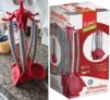 Conjunto de Gadgets de Silicone com Cabo Inox 7 Peças, Euro, SIL3390-VM, Vermelho