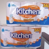 Papel Toalha Kitchen Jumbo Folha Dupla – Pack com 3 rolos de 120 unidades de 19×20 cm cada