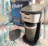 Cafeteira Oster 2Day Inox 2 em 1 com Copo Térmico, 110V, Preto/Inox, 600W