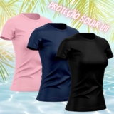 Kit 3 Camisetas Feminina Dry Básica Lisa Proteção Solar UV Térmica Camisa Blusa