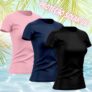 Kit 3 Camisetas Feminina Dry Básica Lisa Proteção Solar UV Térmica Camisa Blusa