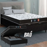 Cama Box Casal Baú Colchão de Espuma Semi Ortopédico Extra Firme Resistente 138x188x52cm Suporta 80kg Por Pessoa