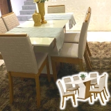 Conjunto Sala de Jantar Mesa 160cm Tampo MDF 6 Cadeiras Kesha Casa 812
