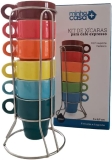 Jogo 6 Xícaras Cerâmica Caneca Café Expresso Coloridas Com Suporte 50ml