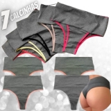 Kit 7 Calcinhas Femininas Cós Alto – Compressão para Barriga Cintura Alta, Calcinha Modeladora
