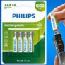 Pilha recarregável AAA 1.2V 1.000mAh, PHILIPS