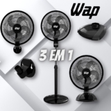Ventilador de Coluna, Parede e Mesa WAP Rajada TURBO W130 3 EM 1 Preto 130W 50CM