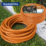 Mangueira Super Flex Tramontina Com Engates Rosqueados E Esguicho Em Pvc Laranja 10 M